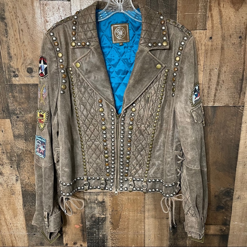 Double D Ranch leather biker jacket sz XL